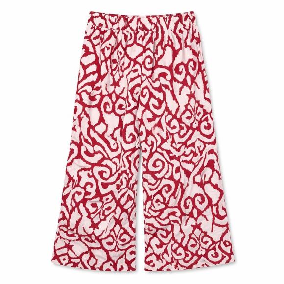 Soft Surroundings Wide Leg Pullon Pants Womens Size Medium Red White Print - Picture 2 of 9